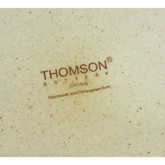 Thomson Pottery Green Swirl Speckle Brown Stoneware Dinner Plate Set of 4 - Picture 11 of 15